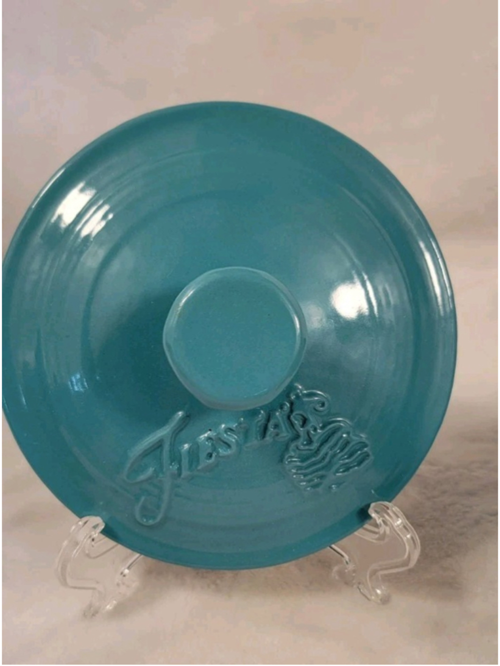 Fiesta Enameled Cast Iron Mini Dutch Oven Casserole Turquoise 0.35qt RETIRED - Picture 2 of 10